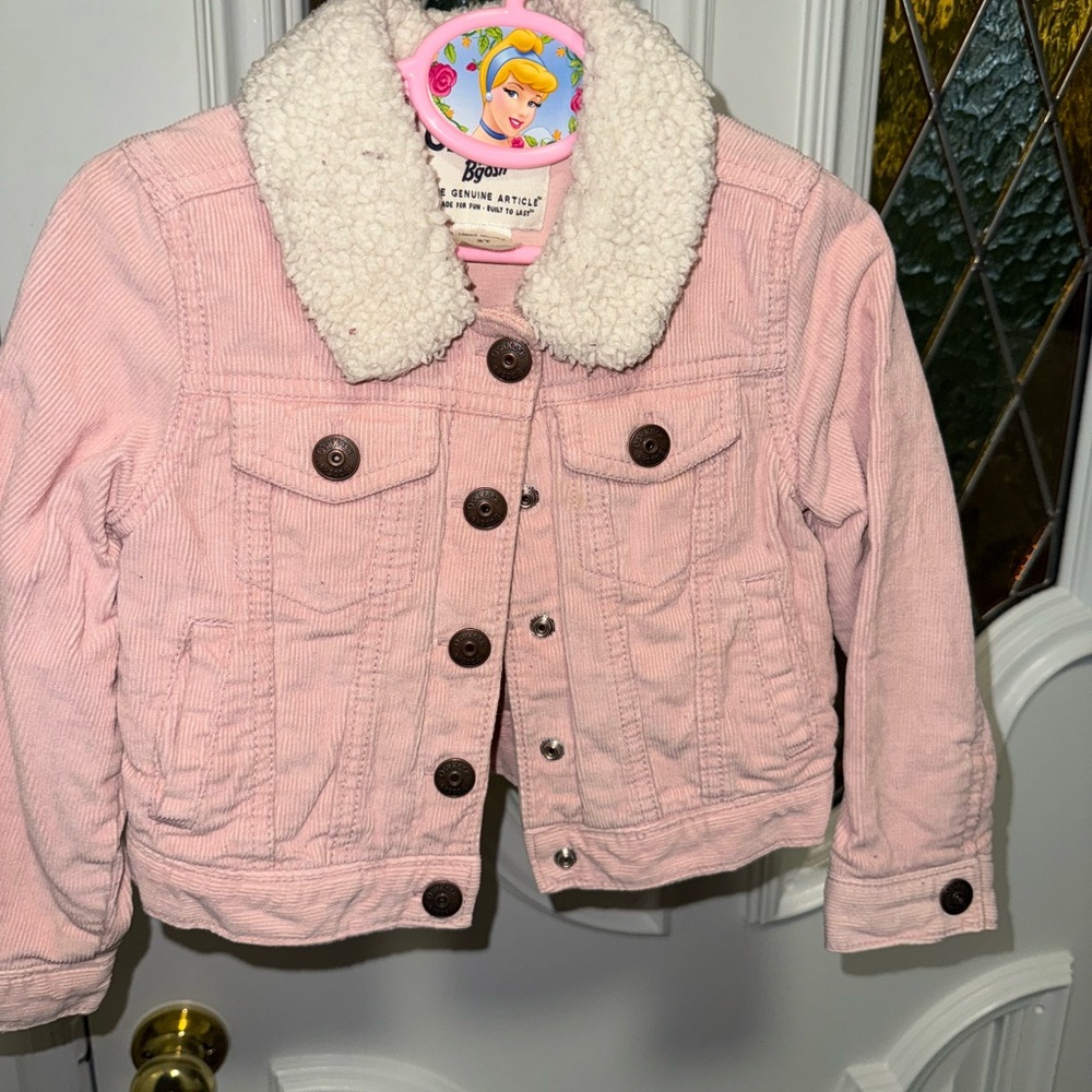 BGosh Pink Corduroy Jacket with Sherpa Collar 3T